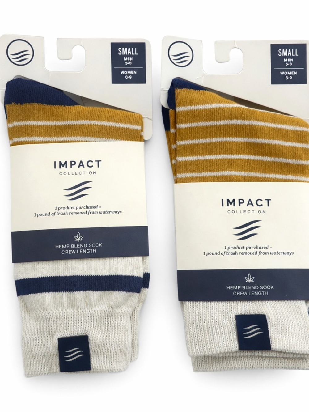 Impact Collection Hemp Crew Socks Small Men 5-9 Women 6-9 NWT 2 Pair